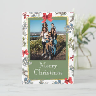 Photo Gold Frame Merry Christmas Personalised Holiday Card
