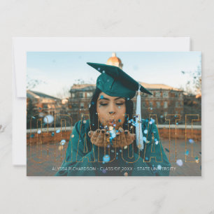 Photo & Gold Glitter Graduate Announcement White