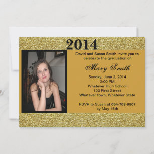 Photo Gold Glitter Graduation Invitation