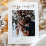 Photo Gold Merry & Married First Christmas Holiday Card<br><div class="desc">Share your warmest wishes with this timeless keepsake!</div>
