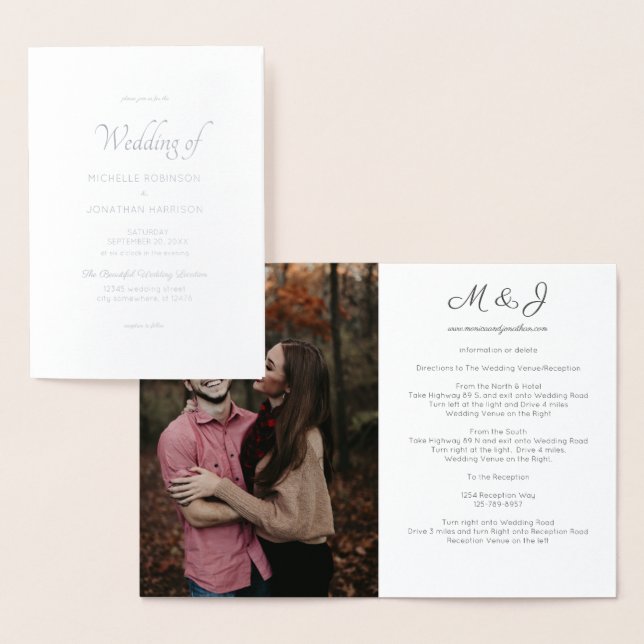 Photo & Gold or Silver Foil Wedding Card (Display)
