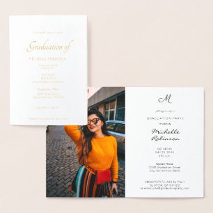 Photo & Gold Silver Foil Graduation & Party Invite