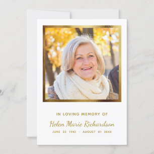 Photo Gold Sympathy Memorial Funeral Thank you Card