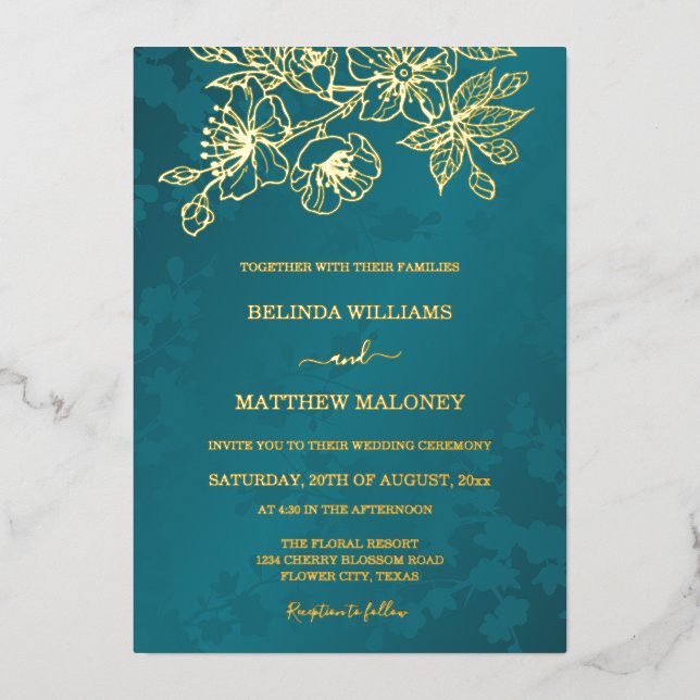 PHOTO  Gold Teal Floral Wedding (Front)