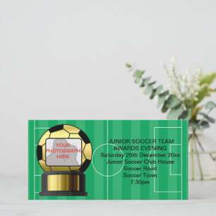 Photo Golden soccer award invitation photo card