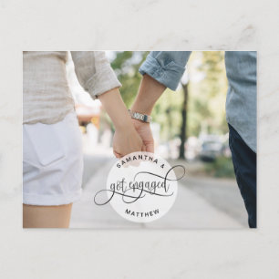 Photo Got Engaged Circular Logo Script, Engagement Announcement Postcard
