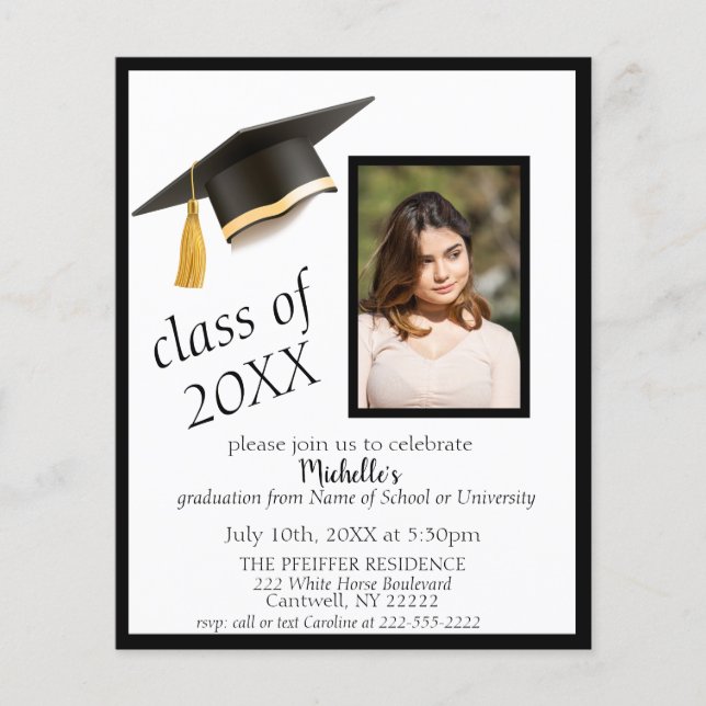 Photo Grad Cap Graduation Party Invitation (Front)