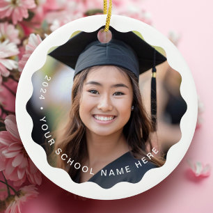 Photo grad year name or school graduation keepsake ceramic tree decoration