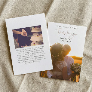 Photo gradient and script romantic wedding thank you card