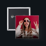 Photo Graduate Celebration 15 Cm Square Badge<br><div class="desc">Congratulations to the graduate! Upload your favourite photo and personalise these buttons to celebrate your grad. MATCHING items in our collection.</div>