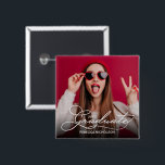 Photo Graduate Celebration 15 Cm Square Badge<br><div class="desc">Congratulations to the graduate! Upload your favourite photo and personalise these buttons to celebrate your grad. MATCHING items in our collection.</div>