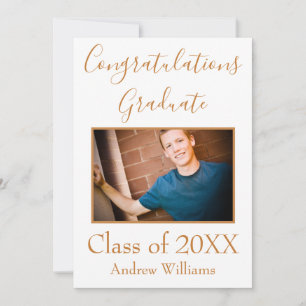 Photo Graduate Class of 20XX Brown and White  Invitation