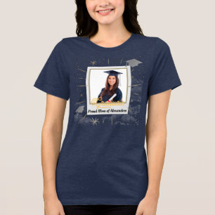 Photo Graduate Graduation Proud Dad Mum Custom Tri-Blend Shirt