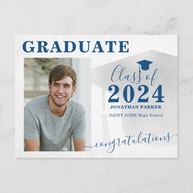 Photo graduate modern graduation party postcard (Front)