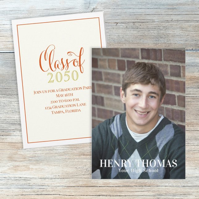 Photo Graduate Modern Simple Class Of Orange Gold Invitation (Creator Uploaded)