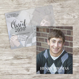 Photo Graduate Modern Simple Minimalist Two Photo Postcard