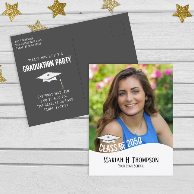 Photo Graduate Modern Simple Trendy Minimalist Postcard (Creator Uploaded)