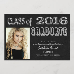 Photo Graduation 2016 Chalkboard Invitation