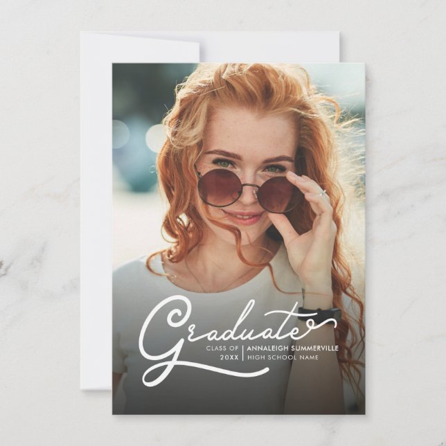 Photo Graduation 2025 Modern Script Grad Party Invitation (Front)