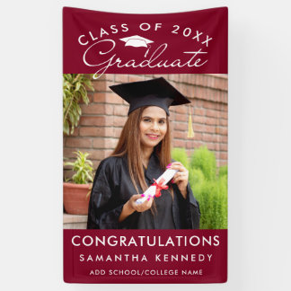 Photo Graduation 2026 Congrats Grad Burgundy Banner