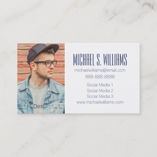 Photo Graduation | Abstract Blue Ice Crsytals Calling Card (Front)