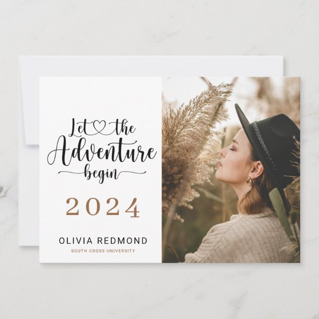 Photo Graduation Announcement | Adventure Begins  (Front)