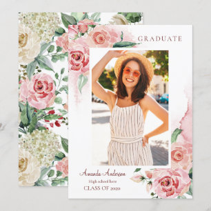 Photo Graduation Announcement, Elegant, Floral Invitation
