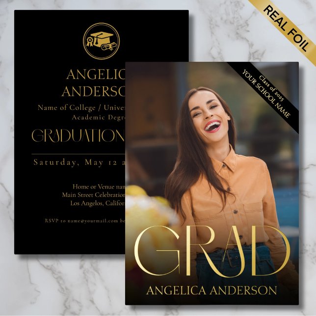 Photo Graduation Announcement Foil Invitation (Creator Uploaded)