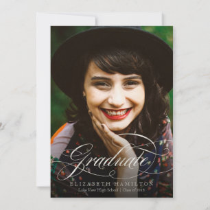 Photo Graduation Announcement Foil Silver Script