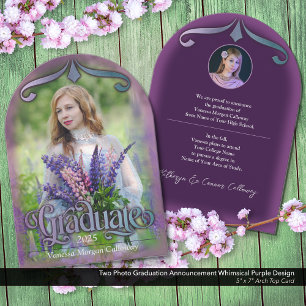 Photo Graduation Announcement Whimsical Purple