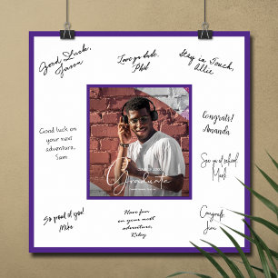 Photo Graduation Autograph Keepsake Purple Poster