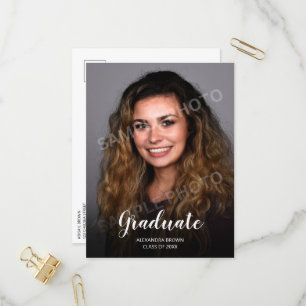 Photo Graduation Black and White Party Invitation Postcard