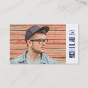 Photo Graduation   Blue Shark Pattern Calling Card