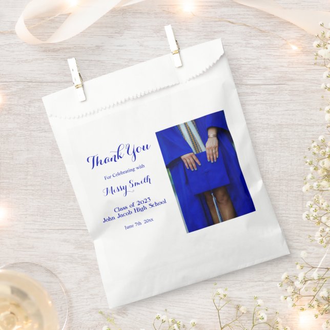 Photo Graduation, Class of 2023 Blue Thank You  Favour Bags (Clipped)