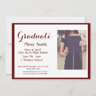 Photo Graduation, Class of 2024 Maroon Invitation