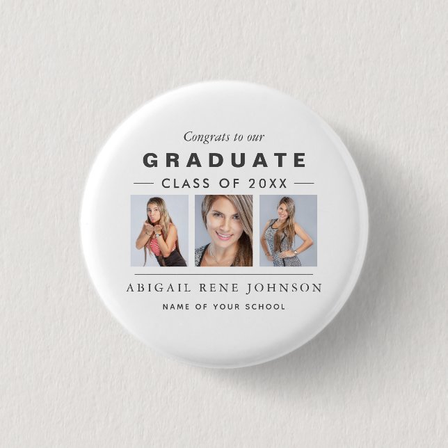 Photo Graduation Collage Graduate Custom 3 Cm Round Badge (Front)