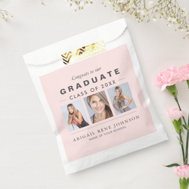 Photo Graduation Collage Graduate Light Pink Favour Bags (Sealed)