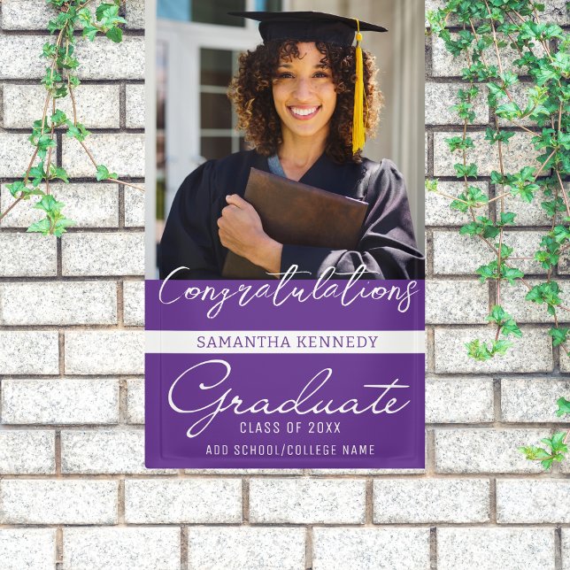 Photo Graduation Congrats Grad 2023 Purple Banner (Creator Uploaded)