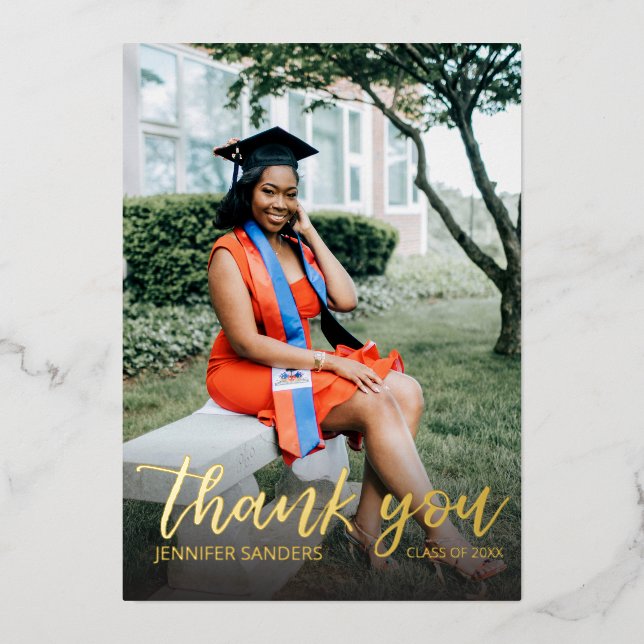 Photo Graduation Hat Calligraphy Thank You (Front)