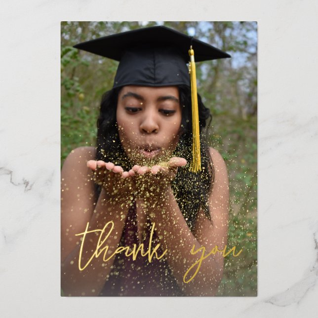 Photo Graduation Hat Vertical W Foil Thank You (Front)
