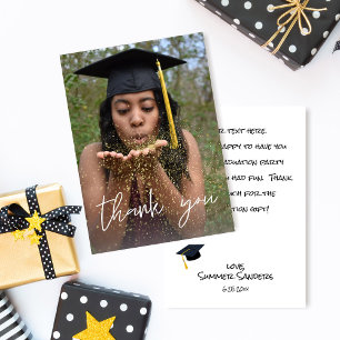 Photo Graduation Hat Vertical W Thank You Card