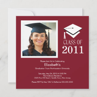 Photo Graduation Invitation ~Classy Maroon & White