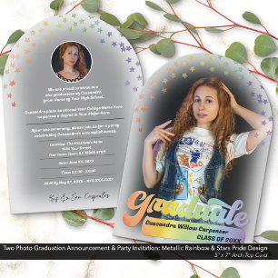 Photo Graduation Invitation Retro Pride Rainbow