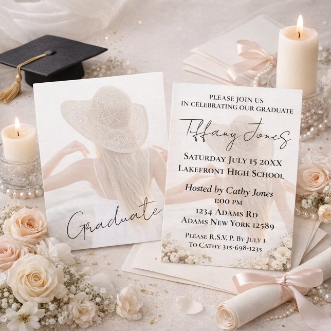 Photo Graduation Invitation with Script Typography (Creator Uploaded)