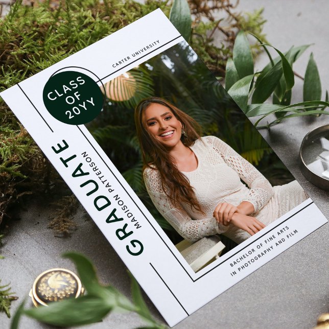 Photo Graduation Modern Script Green White (Creator Uploaded)