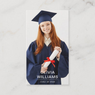 Photo Graduation Modern Simple Script Calling Card
