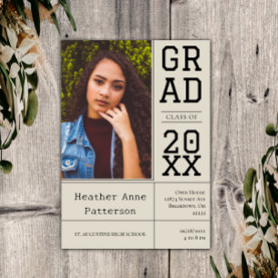 Photo Graduation Open House Beige Invitation