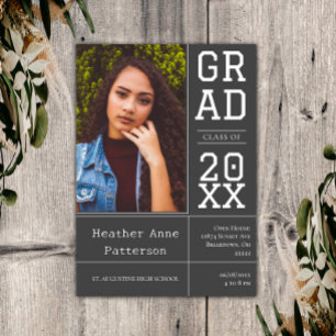 Photo Graduation Open House Grey Invitation