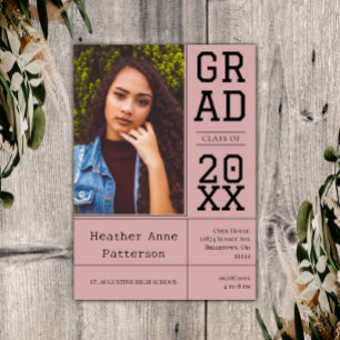 Photo Graduation Open House Pink Invitation