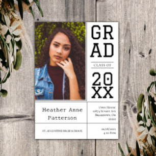 Photo Graduation Open House White Invitation
